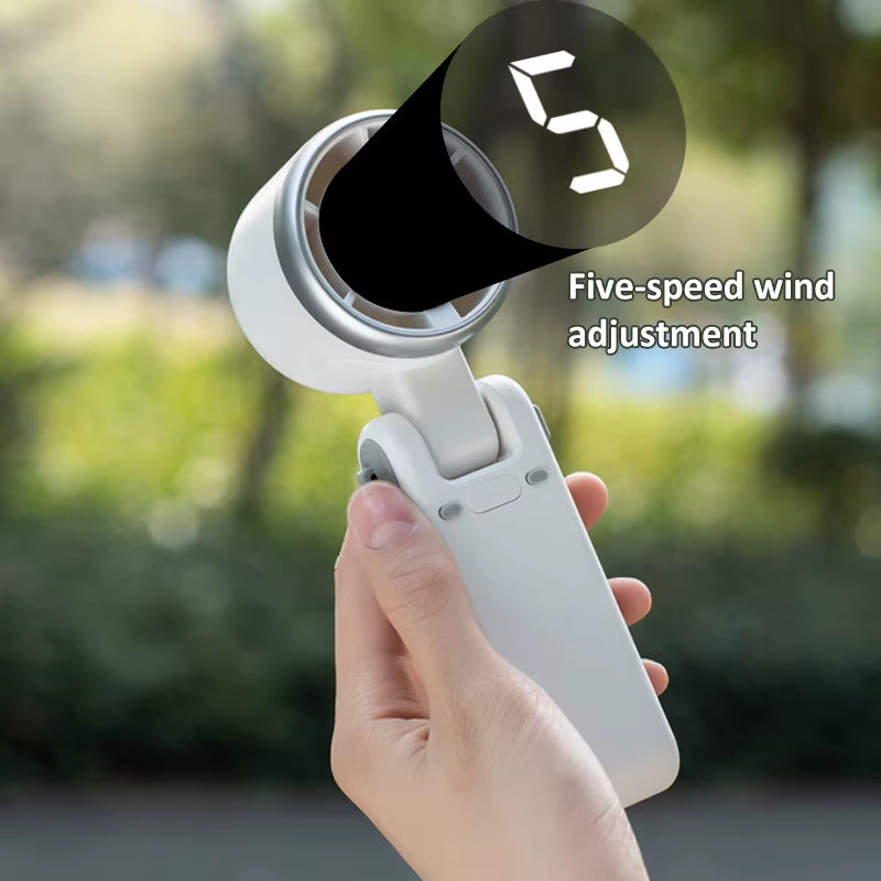Hand-Held Folding High-Speed Turbo Fan 2024 New Portable Hanging Neck Outdoor Violence Wind Desktop Fan Pocket Fans Dropshipping